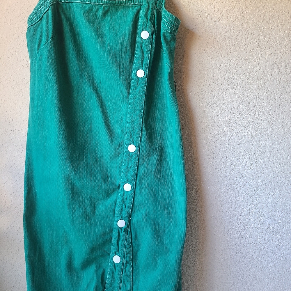 Maeve Anthropologie Green Button-Down Dress US Women's Size 10 - Picture 5 of 10